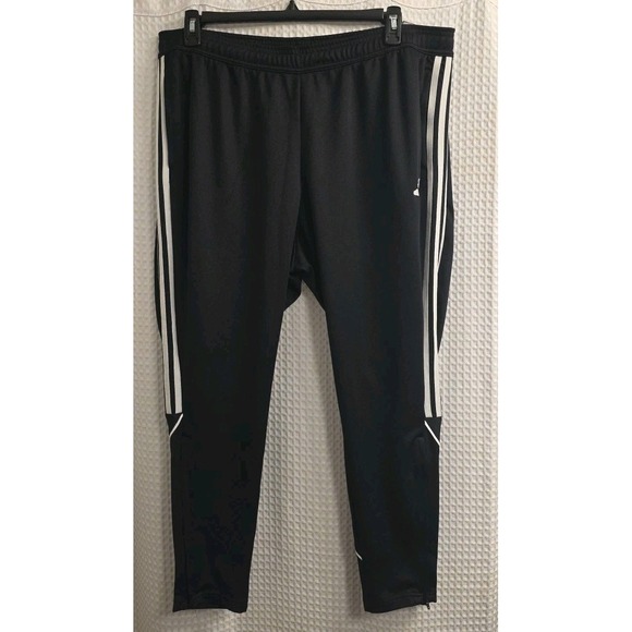 adidas Other - NEW Adidas Men Sweatpants 2X‎ Black Polyester Drawstring Skinny Zipper Leg Ankle